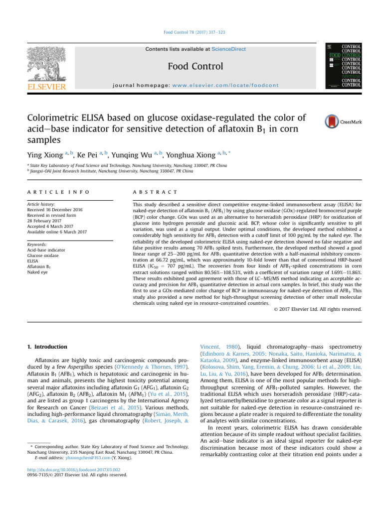 Colorimetric ELISA for Aflatoxin B1 Detection | PDF | Elisa | Immunoassay