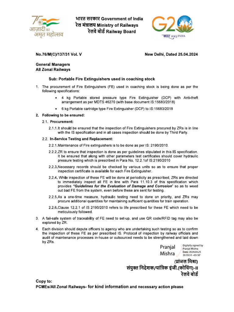 Letter For Fire Extinguishers - 250424 | PDF