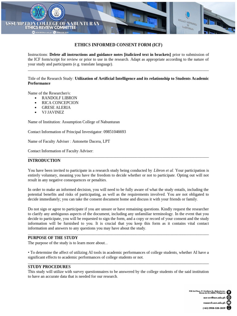 AI Impact on Student Performance ICF | PDF | Privacy | Questionnaire