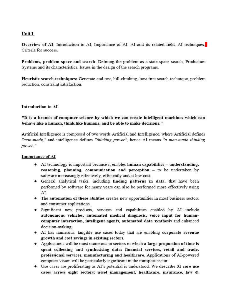 Ai Short Notes | PDF | Artificial Intelligence | Intelligence (AI ...