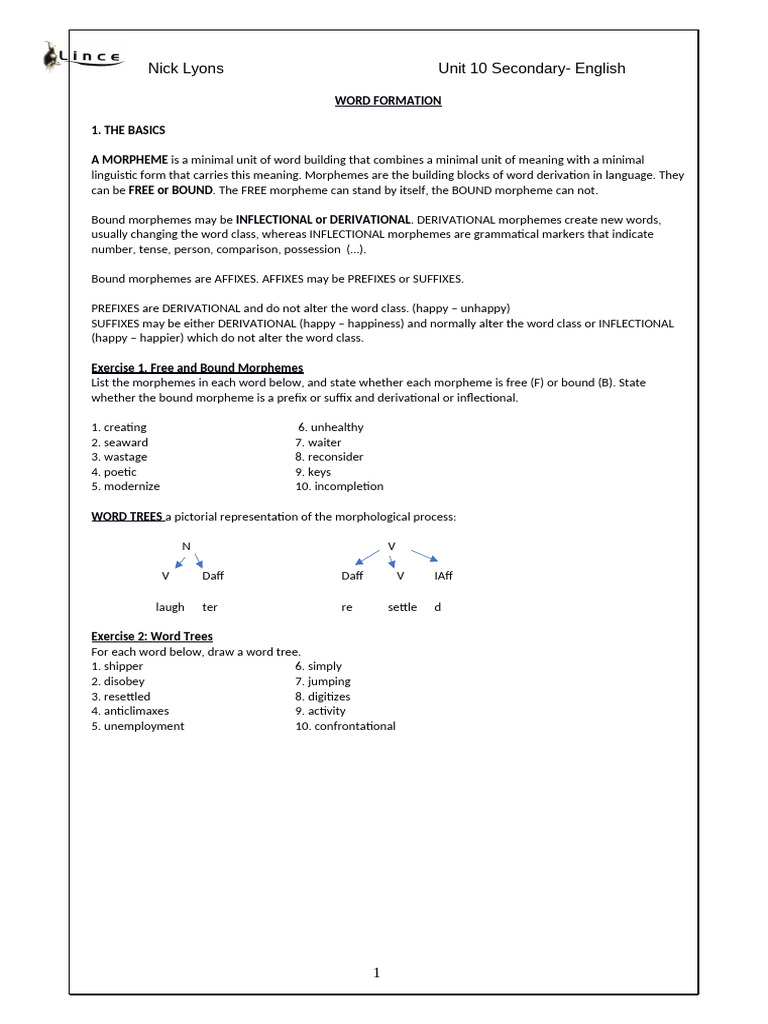 Understanding Word Formation in English | PDF | Word | Morphology ...