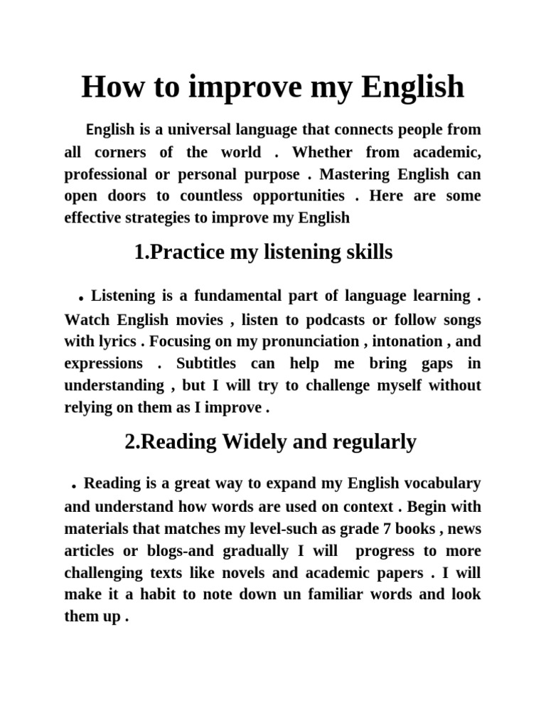 How To Improve My English | PDF | English Language | Vocabulary