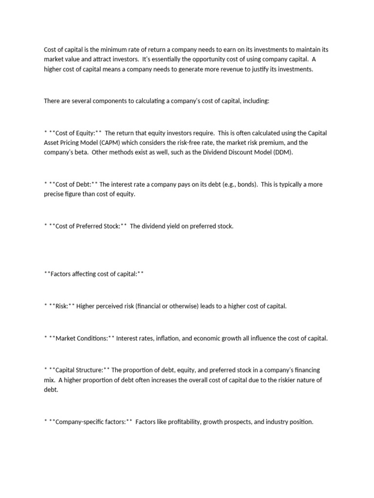 Understanding Cost of Capital Essentials | PDF