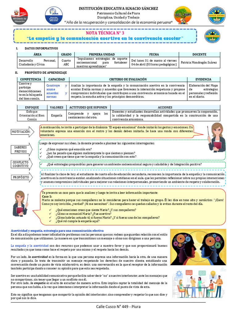 Empatía y Asertividad en el Aula | PDF | Empatía | Comunicación