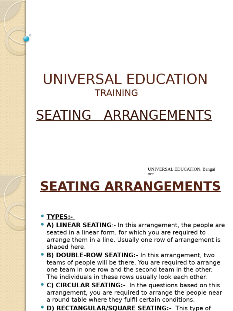 Seating Arrangements Guide for Education | PDF