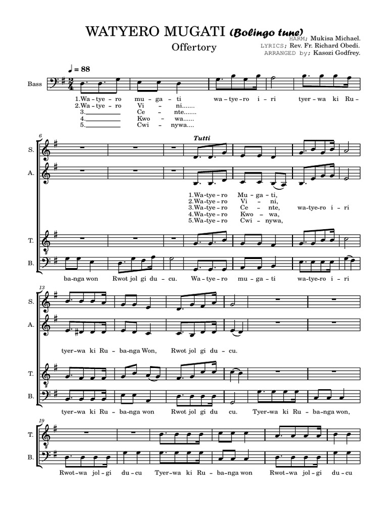 Watyero Mugati Offertory Lyrics | PDF
