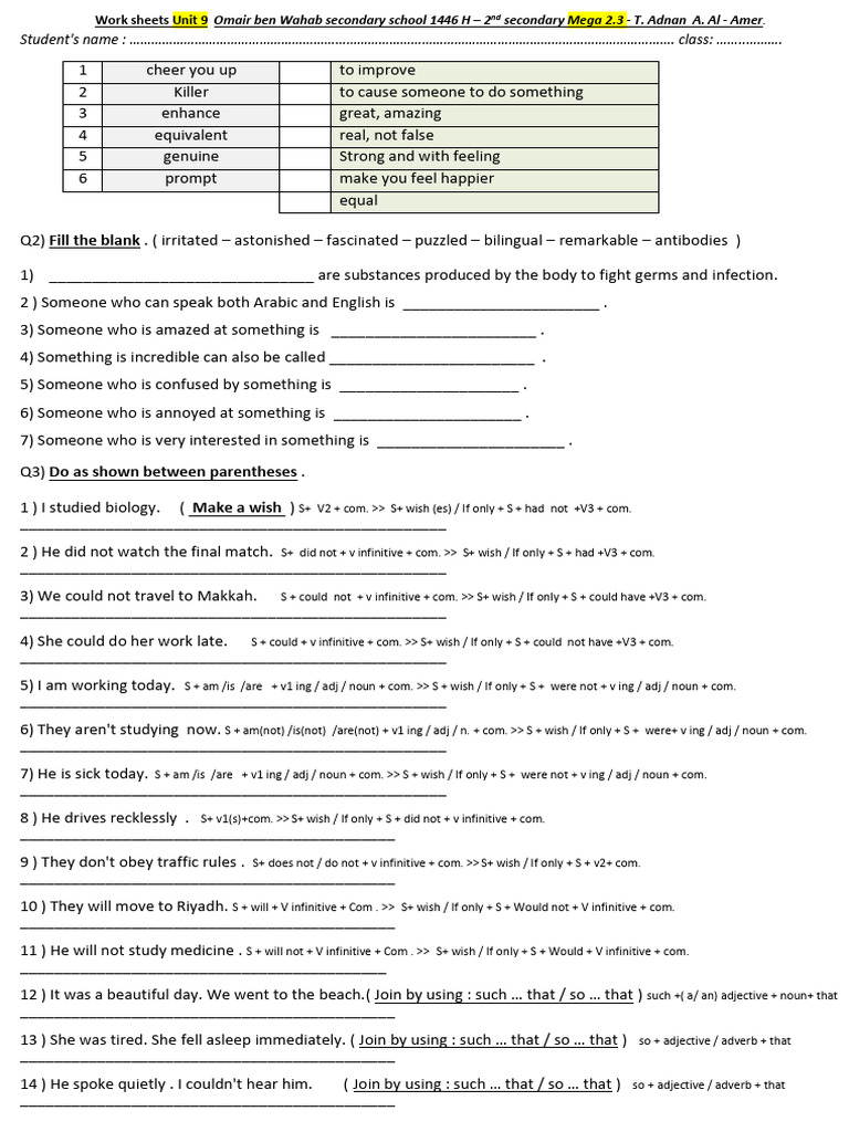 Unit 9 Worksheets for Secondary Students | PDF | Morphology | Language ...