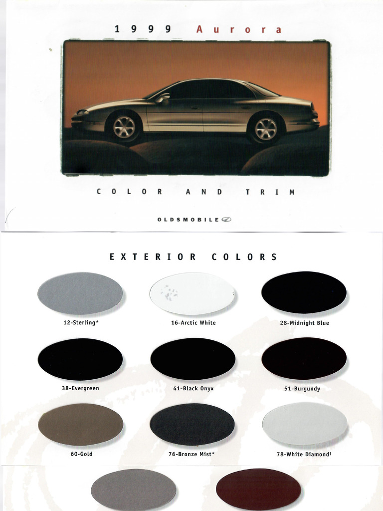1999 Oldsmobile Aurora Colors | PDF