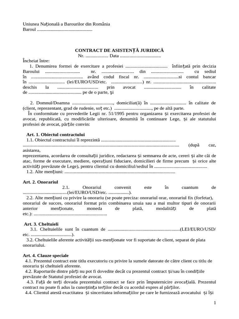 Contract Asistenta Juridica | PDF