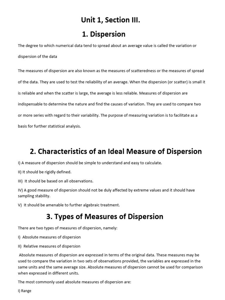 Study Material Unit 1 C | PDF | Coefficient Of Variation | Standard ...