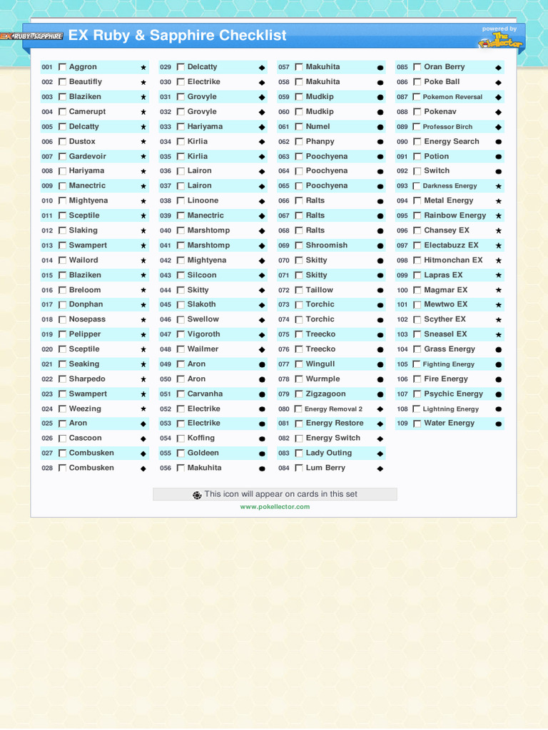 EX Ruby & Sapphire Card List | PDF | Psychic | Nintendo Franchises