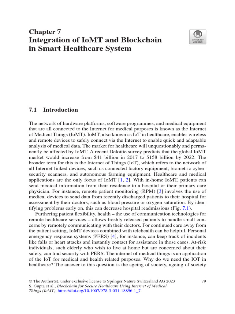 IoMT and Blockchain in Smart Healthcare | PDF | Internet Of Things ...