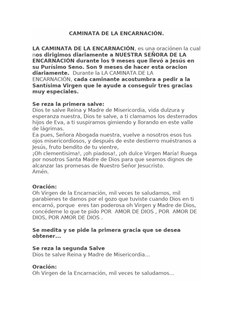 Caminata De La Encarnaci n PDF Adoraci n Cristiana Y Liturgia