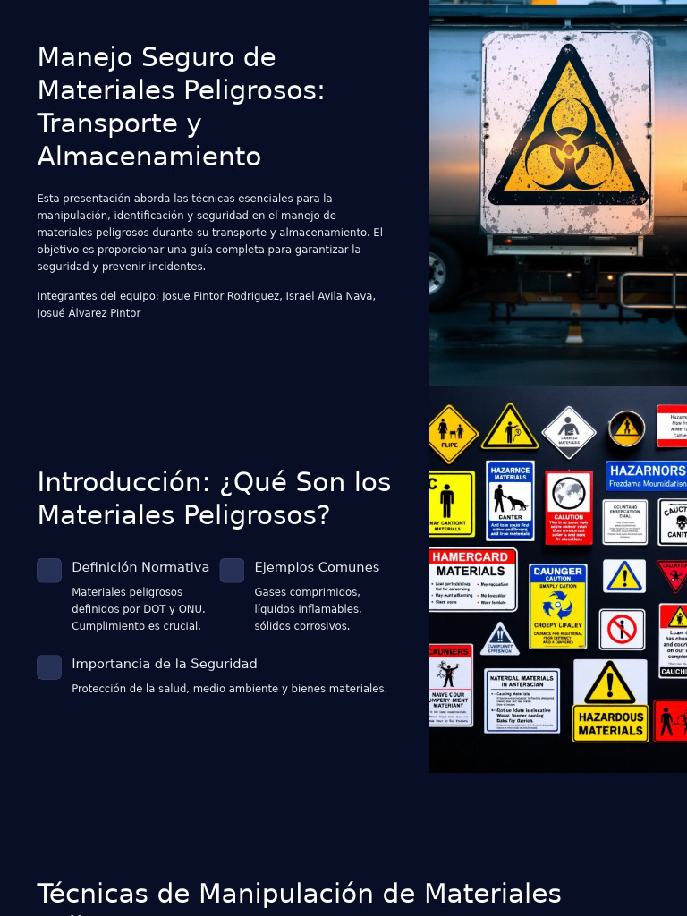 Manejo Seguro de Materiales Peligrosos Transporte y Almacenamiento ...