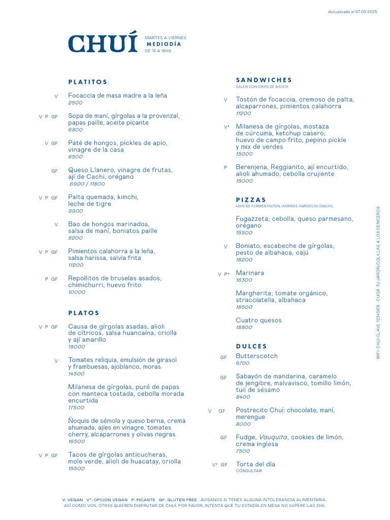 Chui Menu | PDF | Ingredientes de comida | Cocina occidental