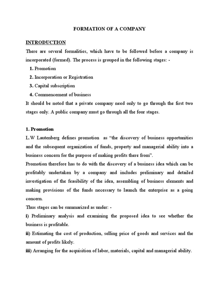 3.formation of Company | PDF | Articles Of Association | Legal Personality