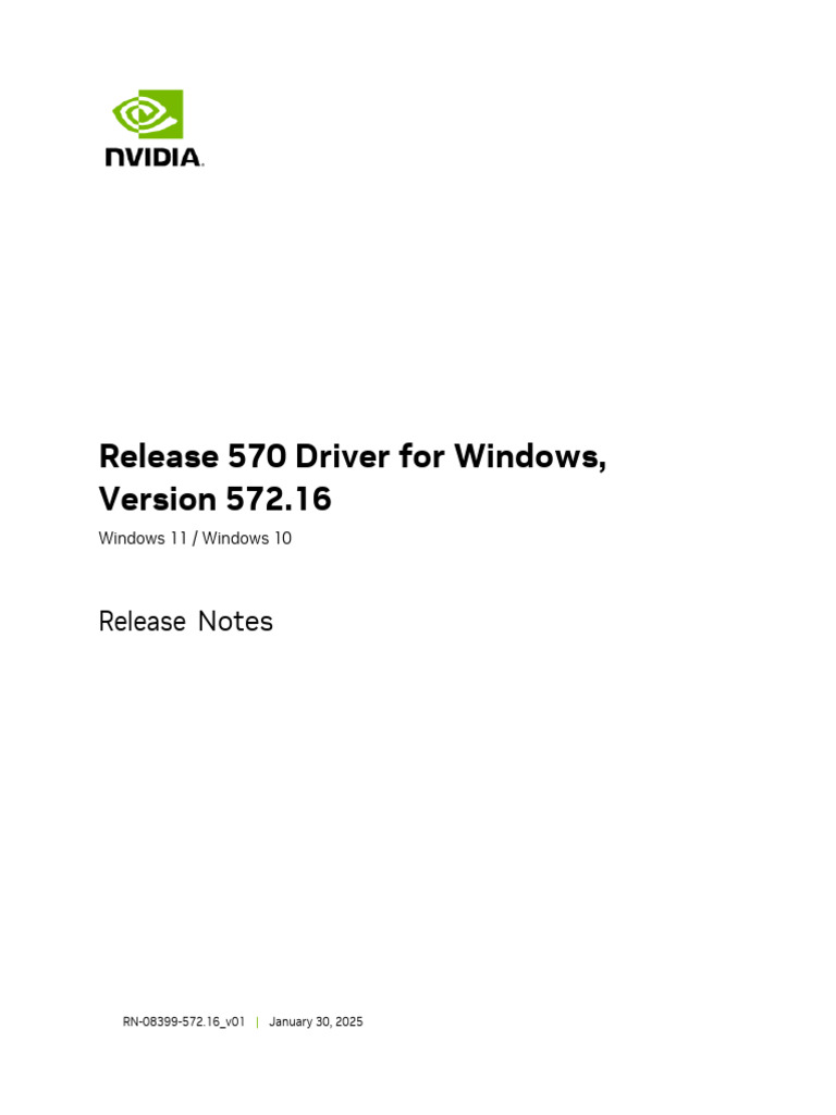 NVIDIA Driver 572.16 Release Notes | PDF | Graphics Processing Unit | Hdmi