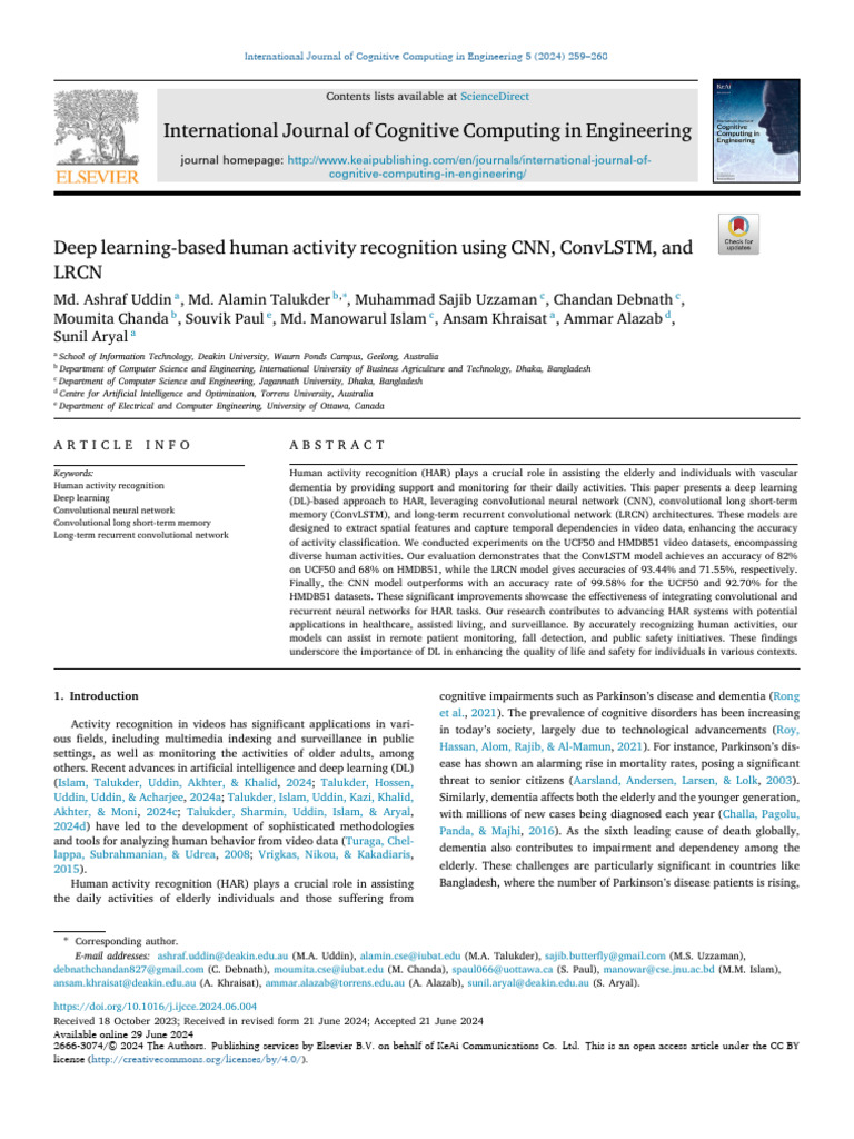 Deep Learning for Human Activity Recognition | PDF | Deep Learning ...