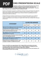 Stanford Presenteeism Scale (SPS-6) | PDF | Neuroscience | Psychology