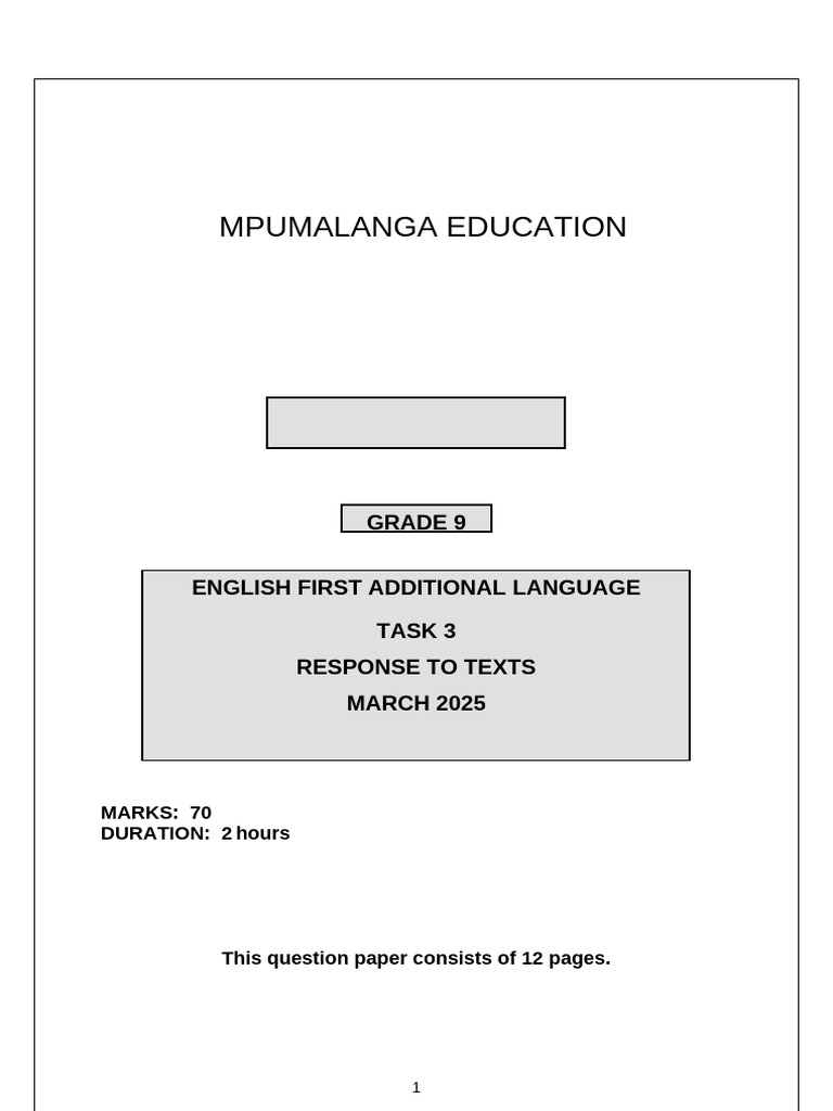 Grade 9 English Term 4 Exam Paper 2025 | PDF | Entrepreneurship