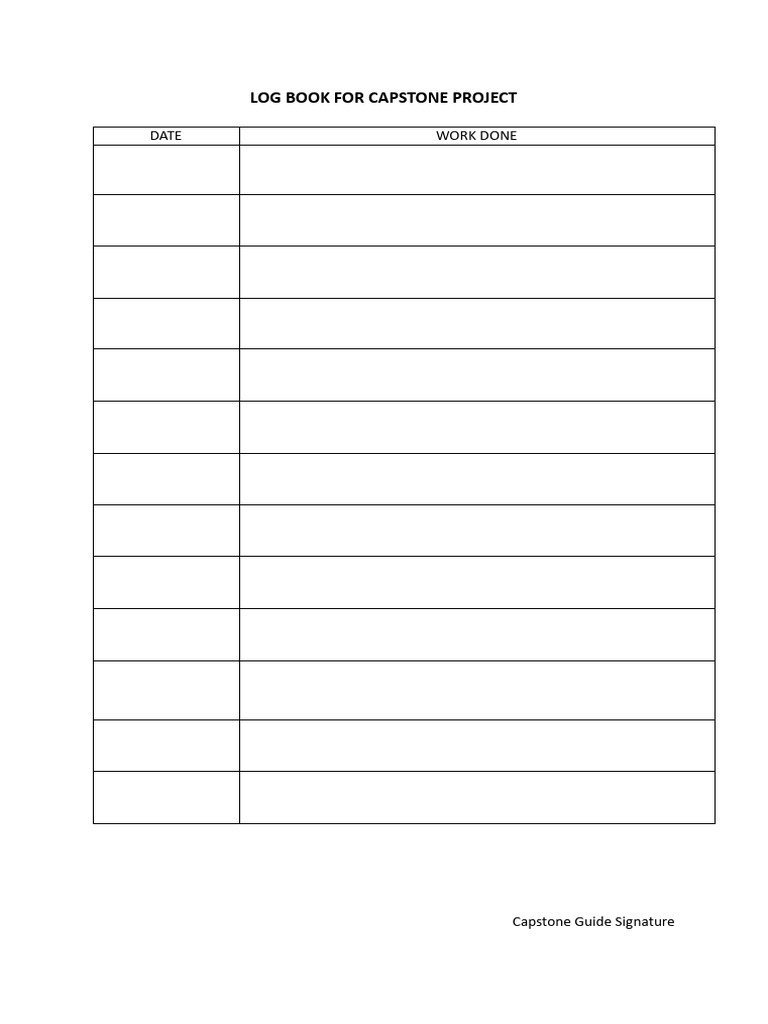 Log Book For Capstone Project Pdf