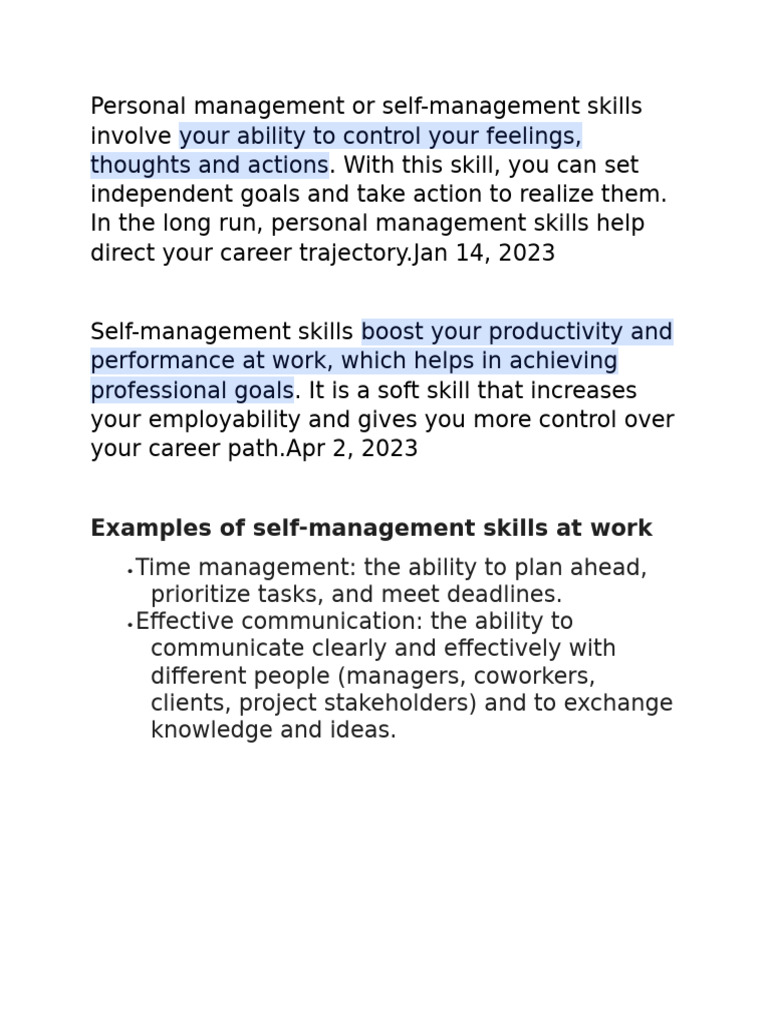 Self Management 065310 | PDF