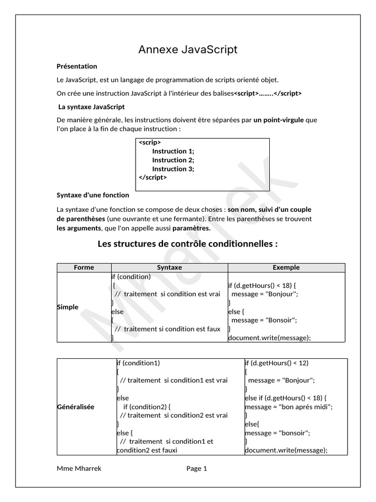 Introduction au JavaScript et sa syntaxe | PDF | JavaScript ...