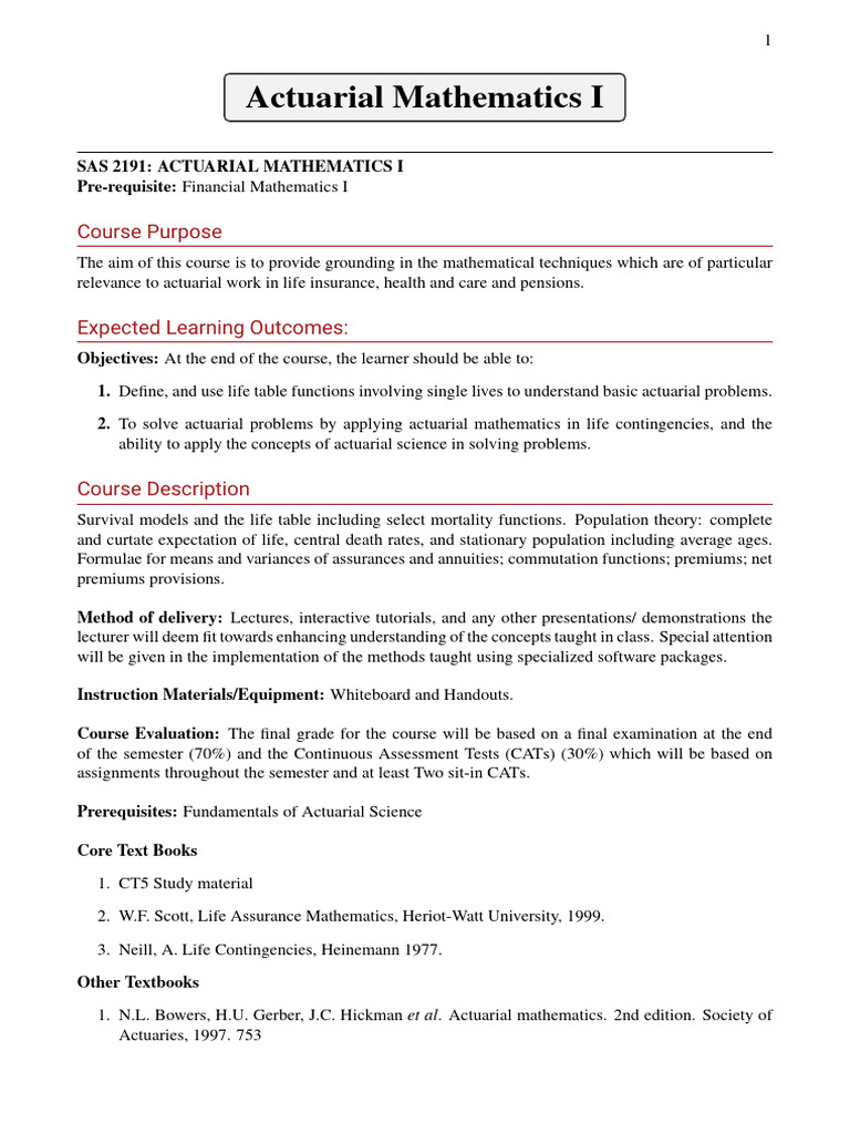 AMI NotesLecture1 250508 102941 | PDF | Actuarial Science | Mathematics