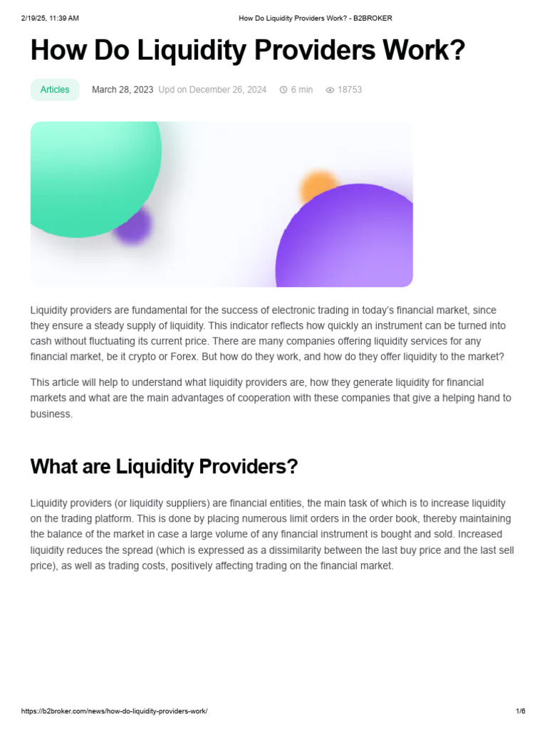 How Do Liquidity Providers Work - B2BROKER | PDF | Market Maker ...