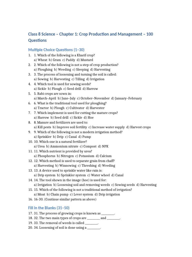 Crop Production & Management Q&A | PDF | Fertilizer | Irrigation