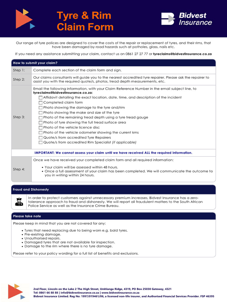 Claim Form 6 | PDF | Tire | Dishonesty