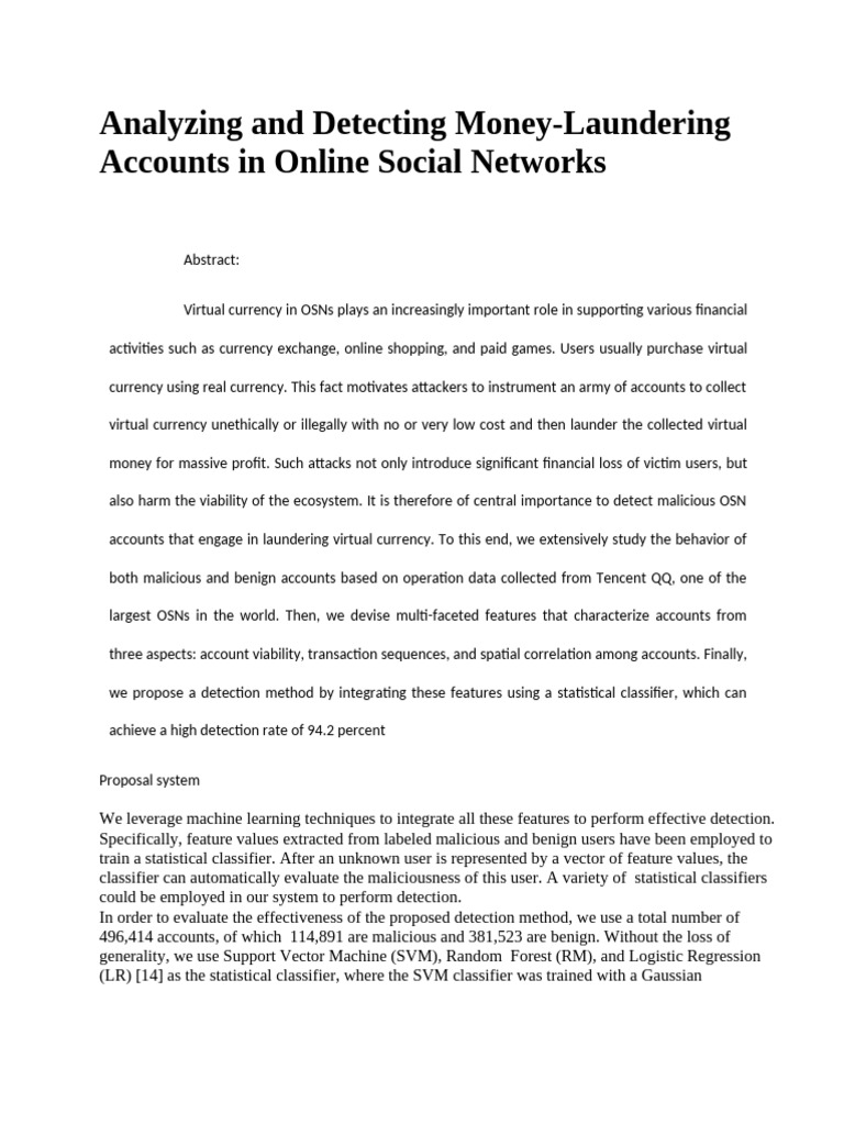 Detecting Money-Laundering in OSNs | PDF | Receiver Operating ...