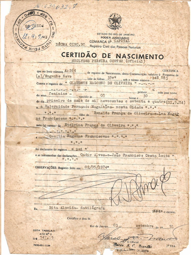 Certidão de Nascimento | PDF