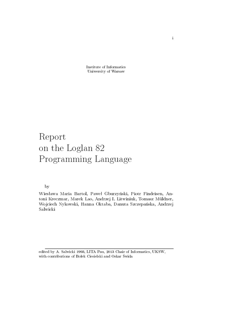 Loglan 82 Programming Language Report | PDF | Parameter (Computer ...