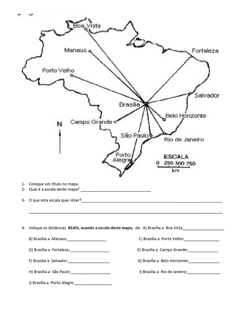 Exercícios de Escala Cartográfica 6º Ano | PDF