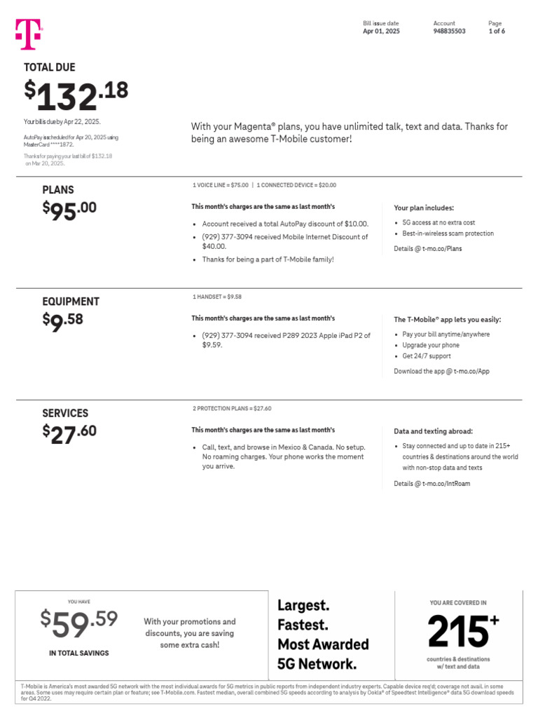 804352788-BillSummary-2025 2 | PDF | T Mobile Us | Fee
