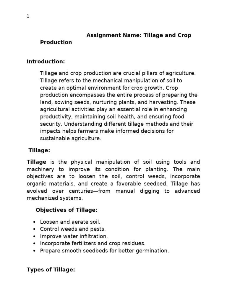 Tillage and Crop Production | PDF | Tillage | Agriculture