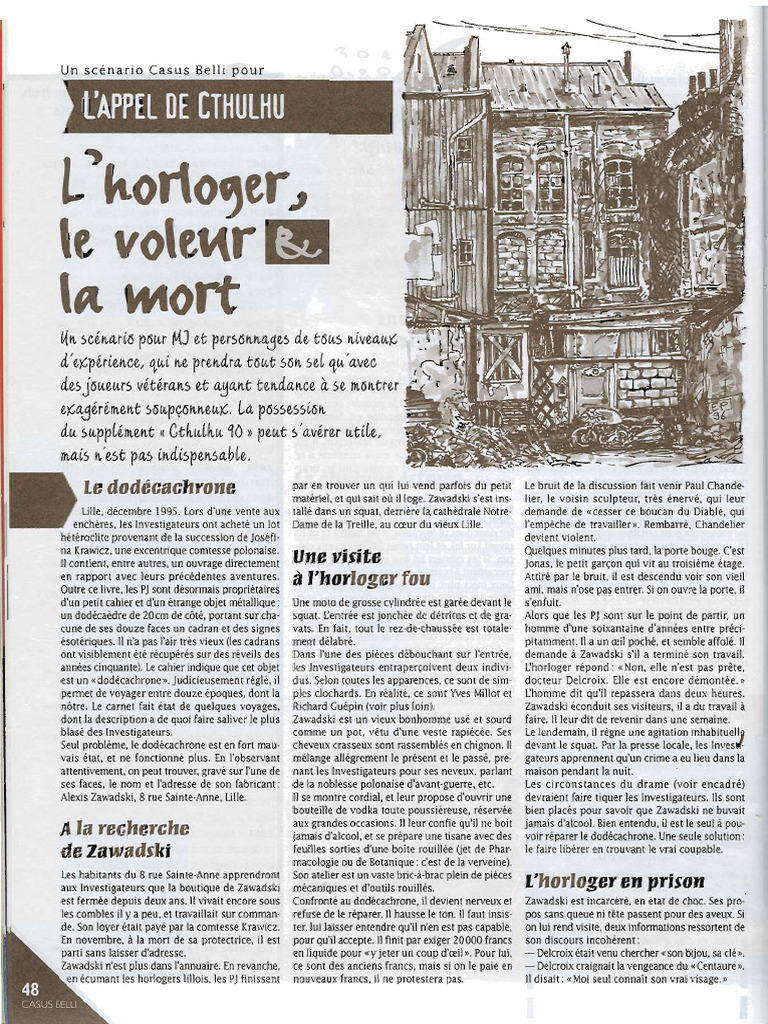 L'appel de Cthulhu - Cthulhu 90 - L'horloger, Le Voleur, La Mort (CB094