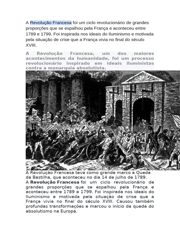 Causas e Fases da Revolução Francesa | PDF | Revolução Francesa | França
