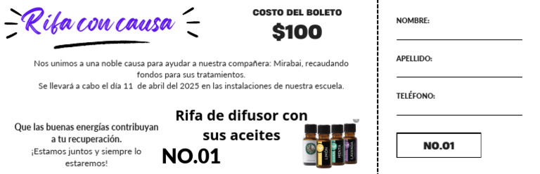 Boleto Rifa Con Causa Simple Blanco y Negro | PDF