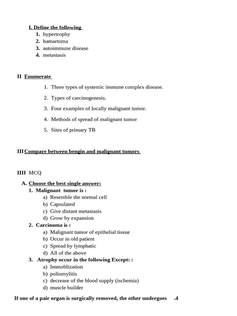 General Questions | PDF | Benign Tumor | Neoplasms