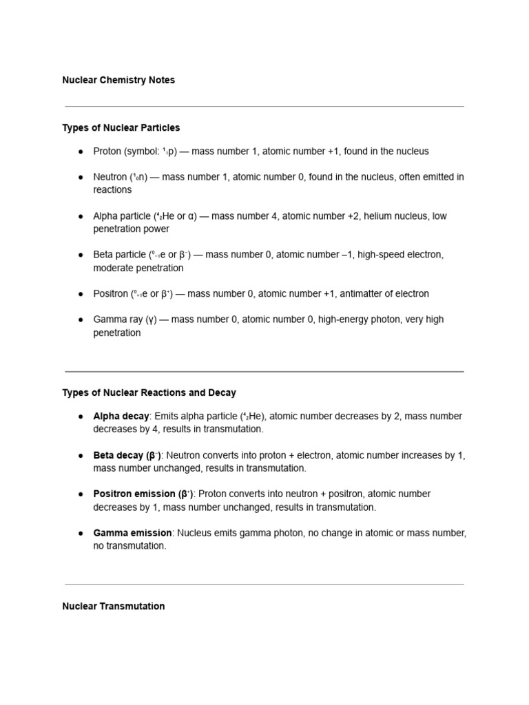 Nuclear Chem Notes | PDF