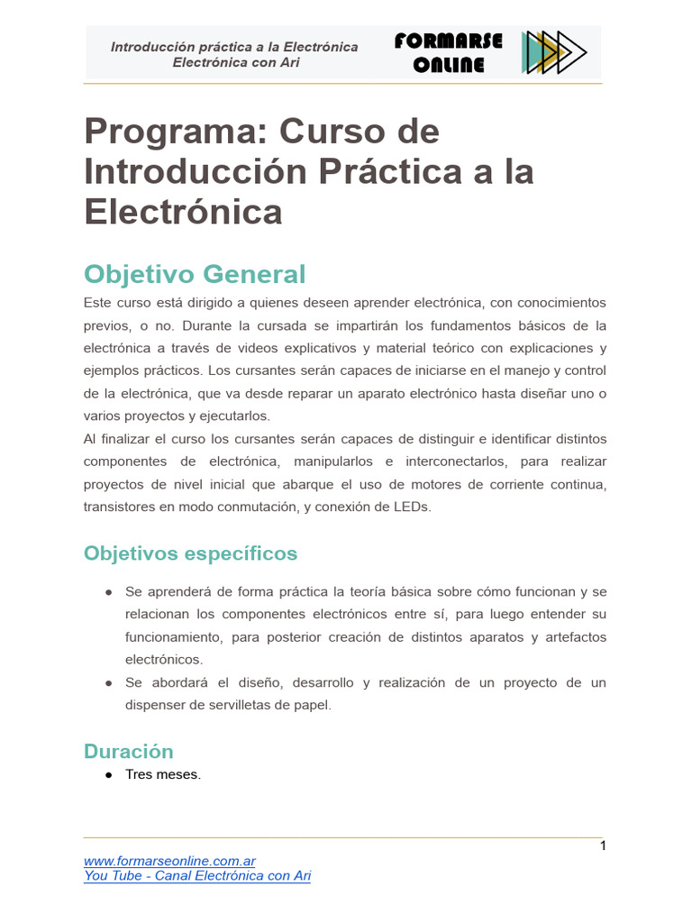 Programa_ Introducción práctica a la electrónica - Electrónica con Ari ...