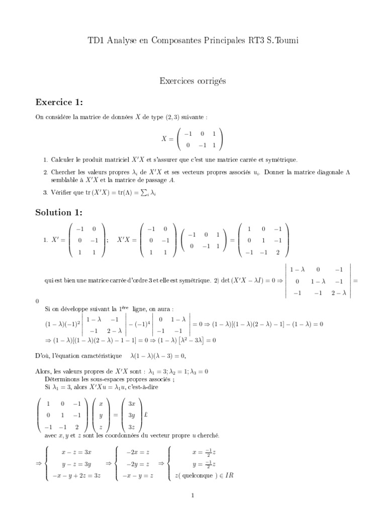 TD1 Analyse en Composantes Principales RT3 S.Toumi | PDF | Norme ...