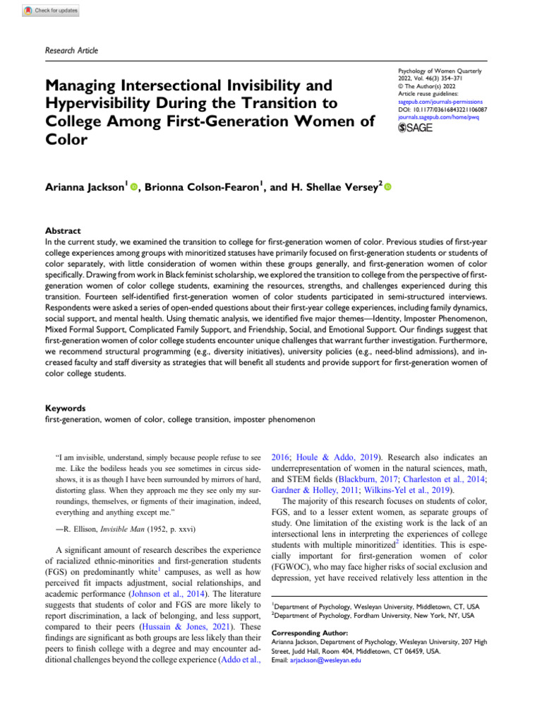Jackson Et Al 2022 Managing Intersectional Invisibility and ...