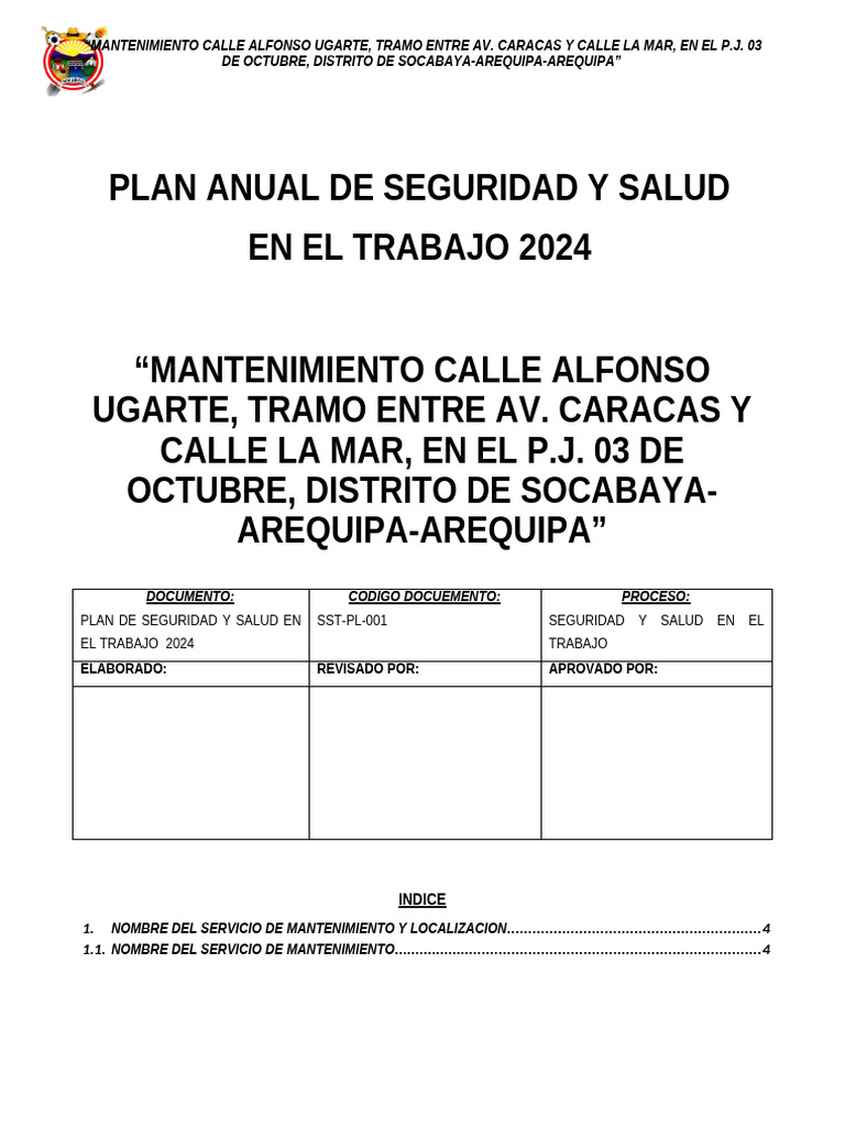 Plan Anual de Seguridad y Salud 2024 SOCABAYA | PDF | Licencia de ...