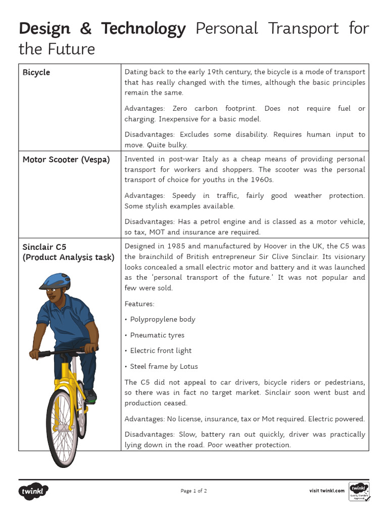 Personal Transport of The Future Fact Sheet | PDF | Transport | Vehicles