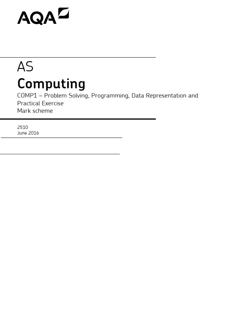 AS Computing COMP1 Mark Scheme 2016 | PDF | Parameter (Computer ...
