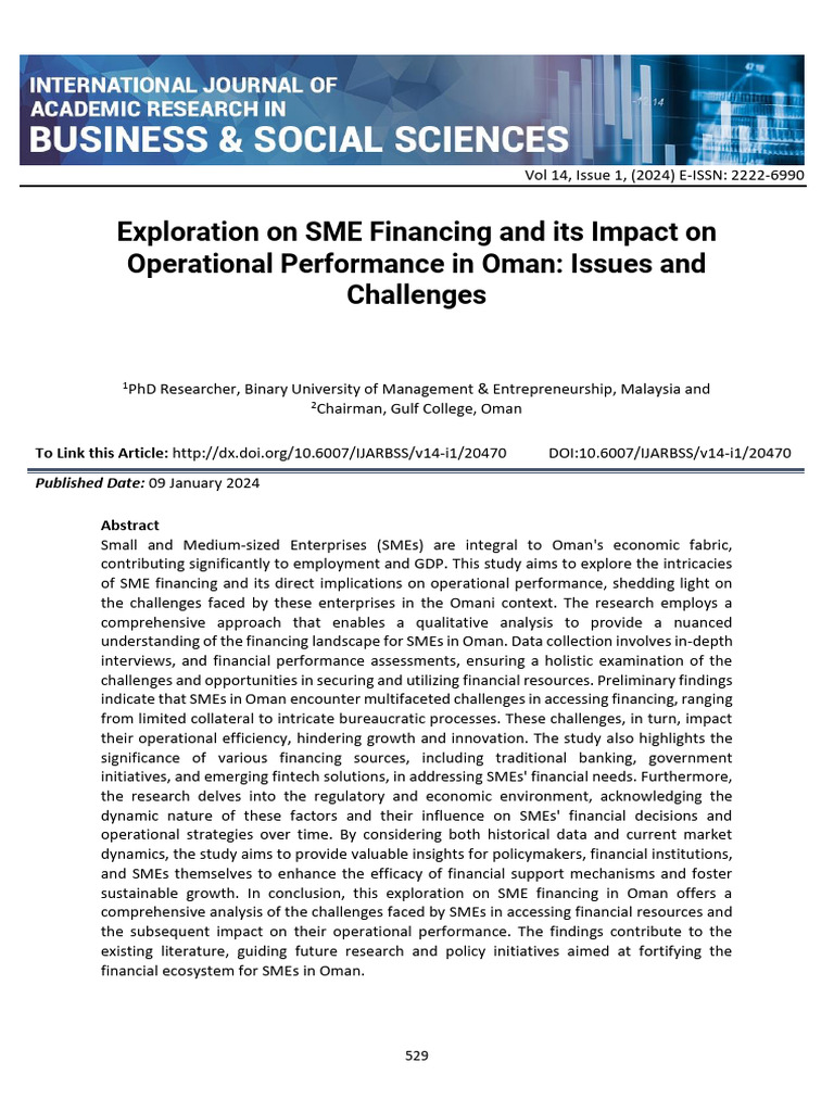 SME Financing Challenges in Oman | PDF | Small And Medium Sized ...