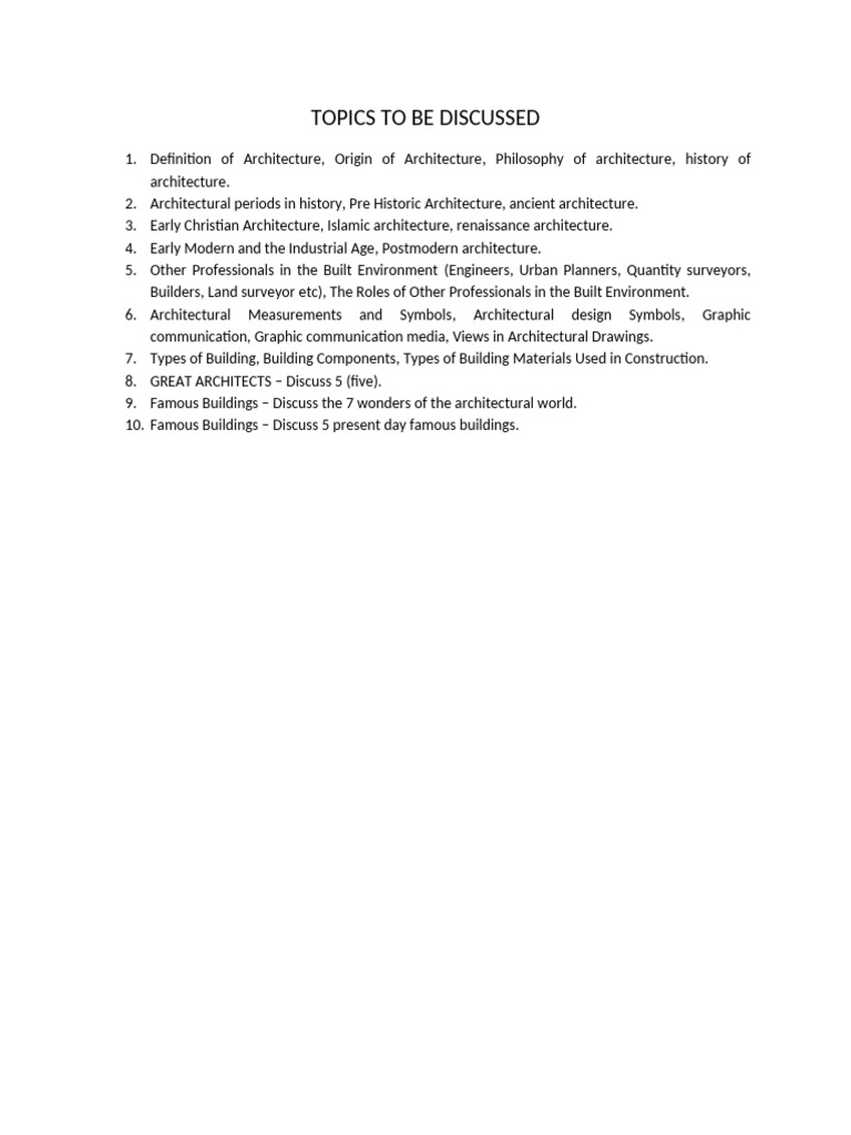 Topics To Be Discussed | PDF